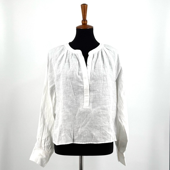 J. Crew Tops - J. Crew White Linen Cabana Top Size M NWT